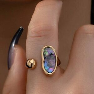 One size gorgeous stainless steel ring, natural shell